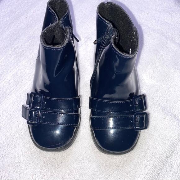 Zara Baby Booties Girls Size 24 Month Navy Blue Patent Leather * - Picture 1 of 6